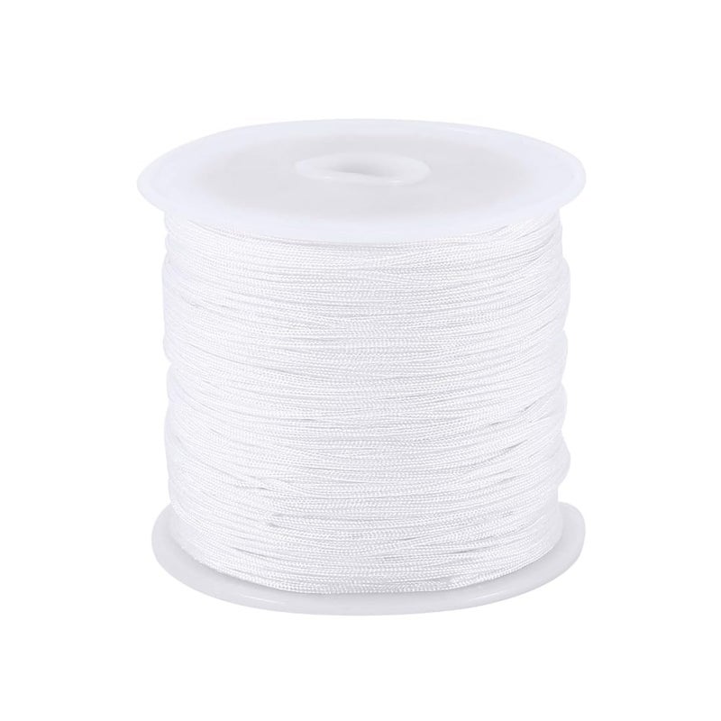 Mayitr 0.8mm Nylon Cord, Nylon Beading String Knotting Cord, Thread Chinese Knot Macrame Rat-Tail Bracelet Braided String (White) - Image 1